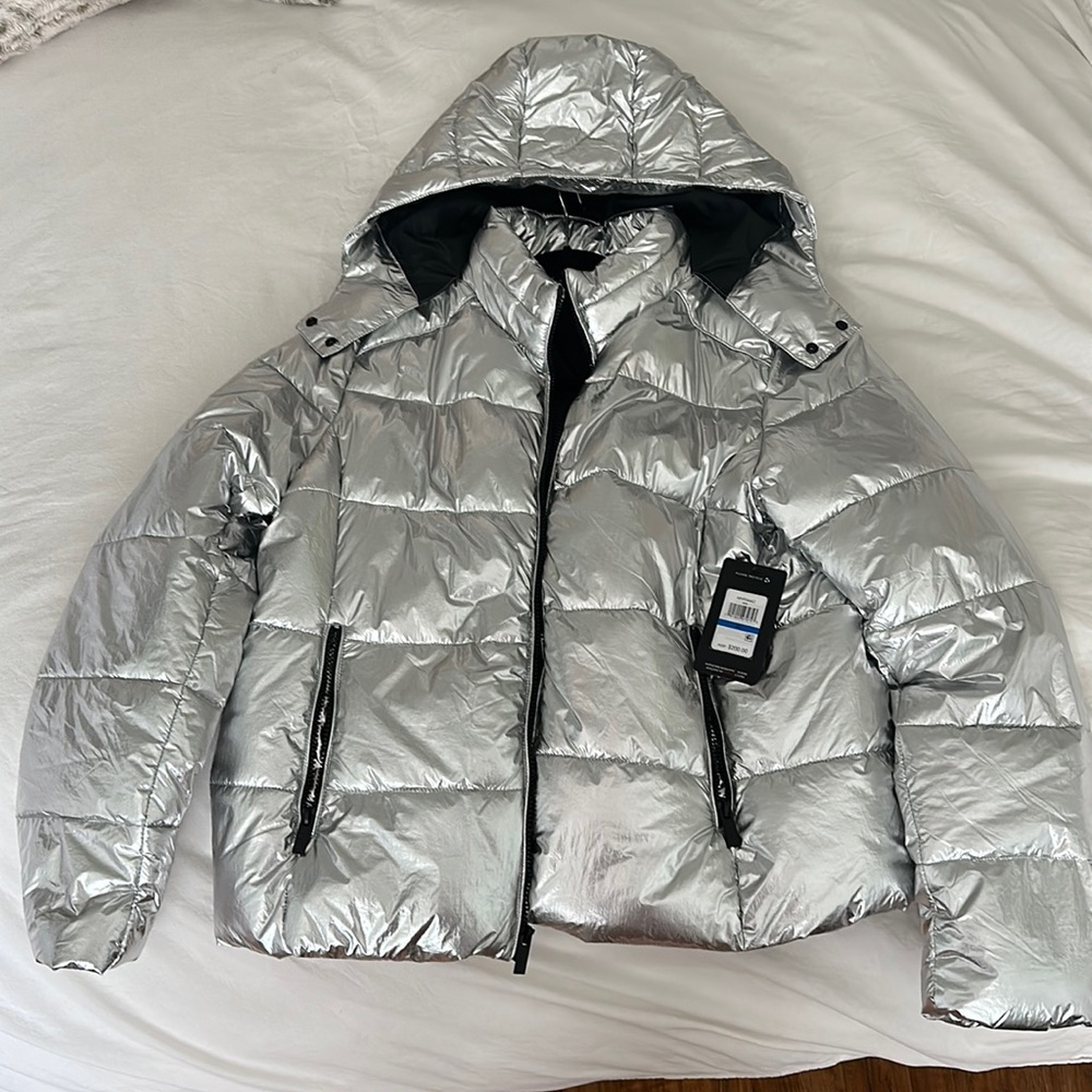 Never worn, tag still attached. MNY metallic puffer jacket.